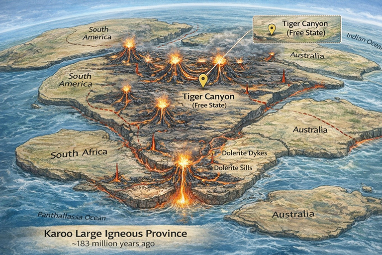 Tiger Canyon within the Karoo Large Igneous Province